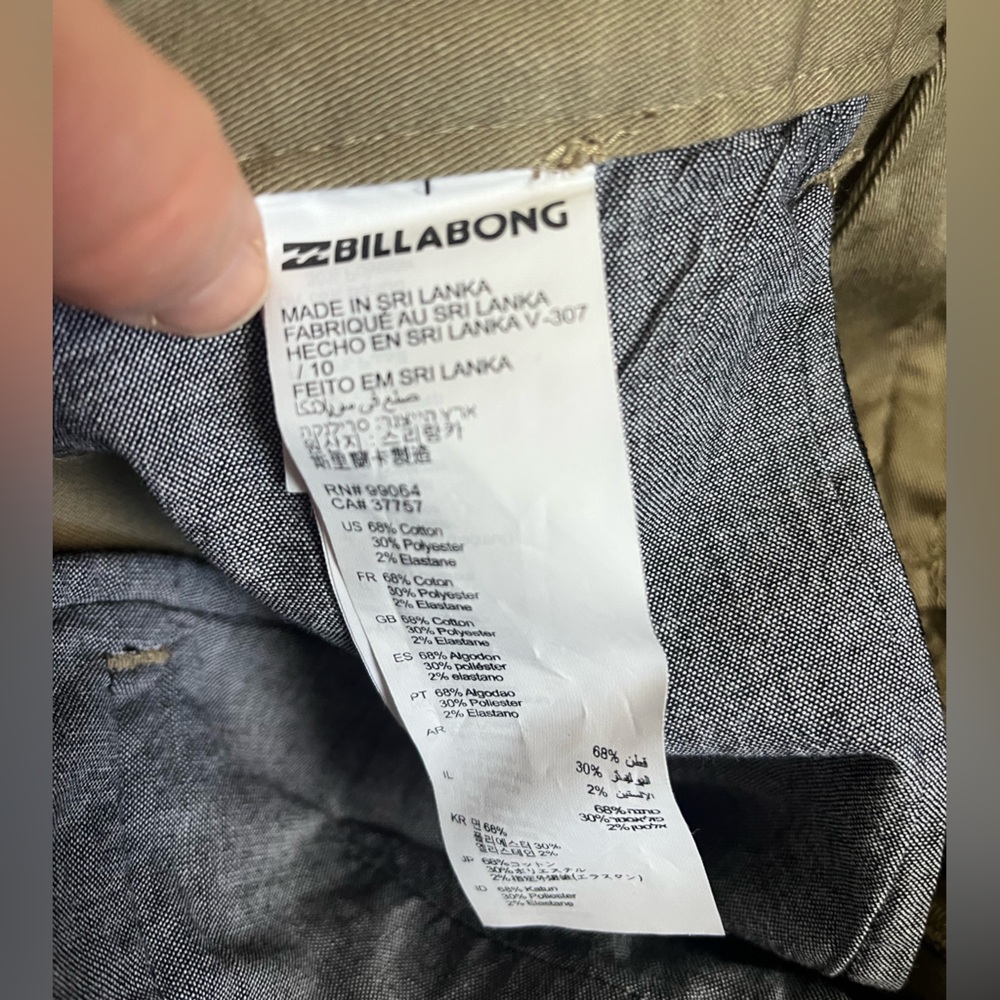 NWT Billabong Carter Stretch Boys Khaki Pants Size 29x27 - Picture 5 of 5